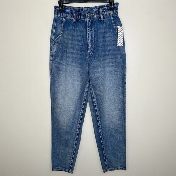 Urban Outfitters BDG Mom Jeans 27 Womens Pull On Ankle Elastic Waist Relaxed New - Picture 1 of 10